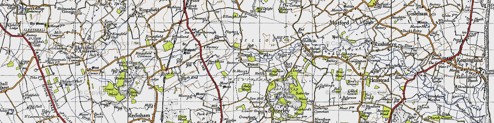 Old map of Ellough in 1946