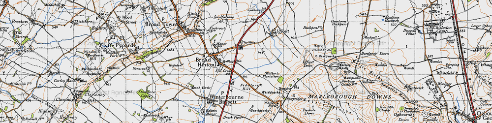 Old map of Elm Cross in 1947