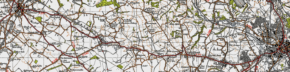 Old map of Elmers Green in 1947
