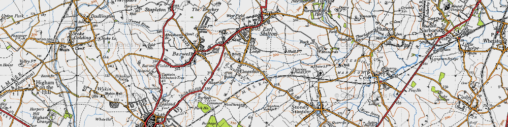 Old map of Burbage Wood in 1946