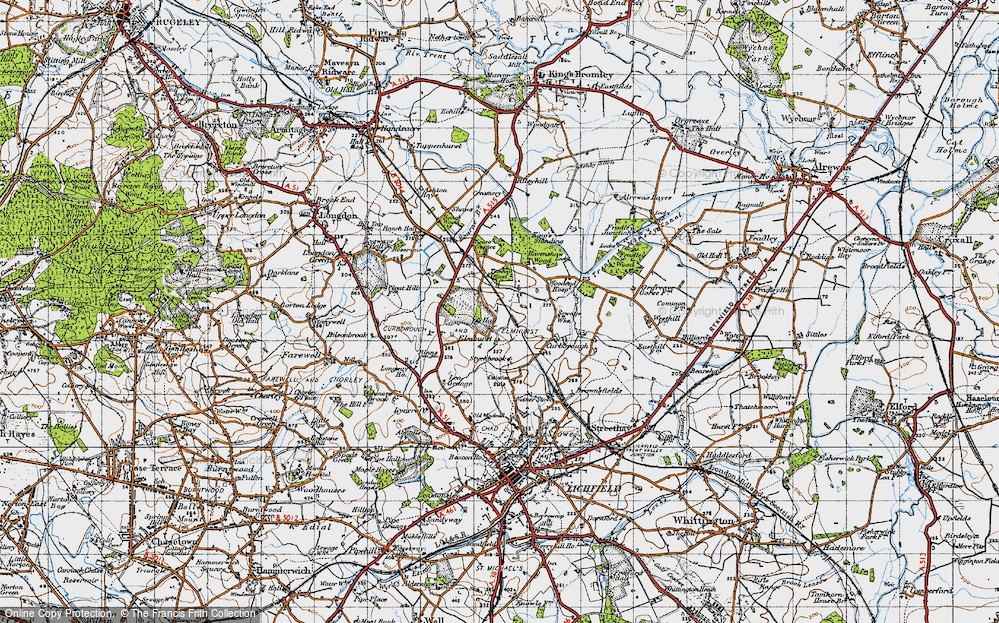 Old Map of Historic Map covering Tomhay Wood in 1946
