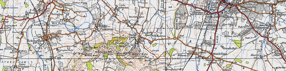 Old map of Elmley Castle in 1946
