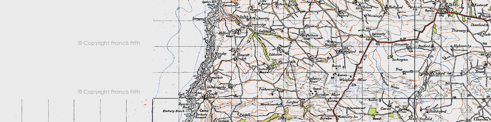 Old map of Elmscott in 1946