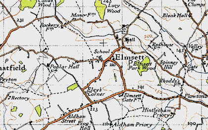 Old map of Aldham Priory in 1946