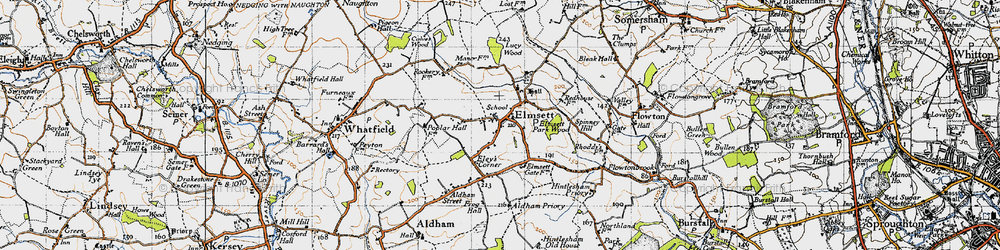 Old map of Elmsett in 1946