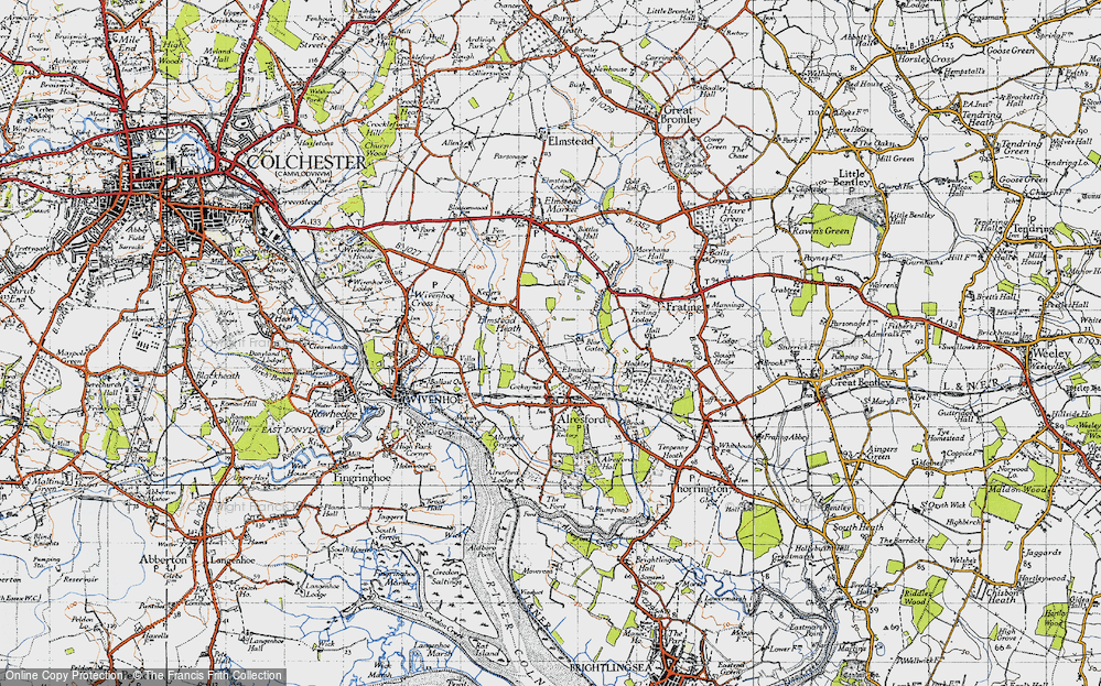 Old Map of Historic Map covering Blue Gates in 1945