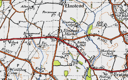 Old map of Bottles Hall in 1945