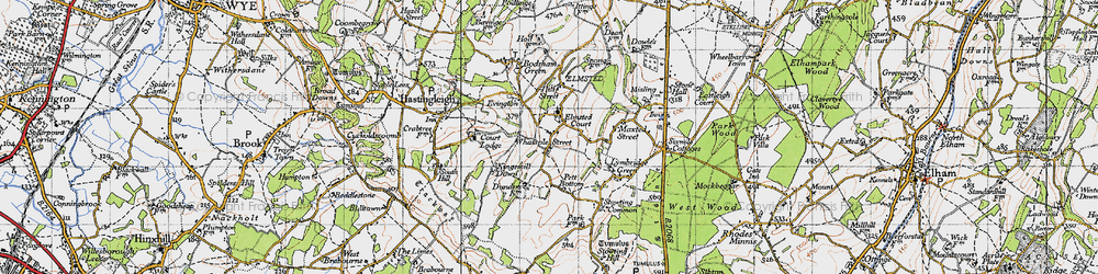 Old map of Elmsted in 1947