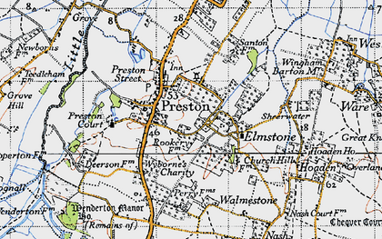 Old map of Elmstone in 1947