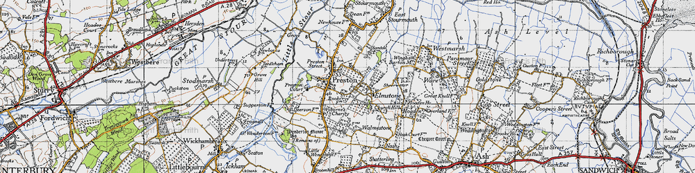 Old map of Elmstone in 1947