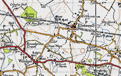 Old map of Elmswell in 1946