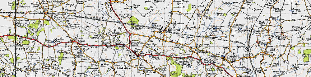 Old map of Elmswell in 1946