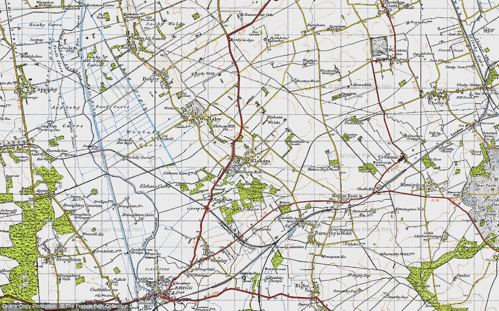 Old Map of Historic Map covering Wrawby Moor in 1947