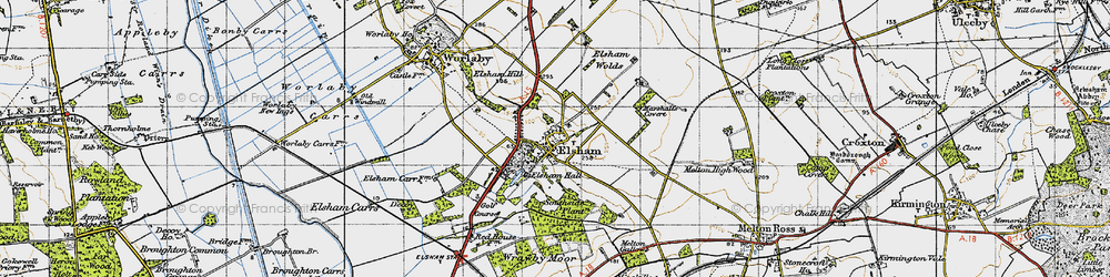 Old map of Wrawby Moor in 1947