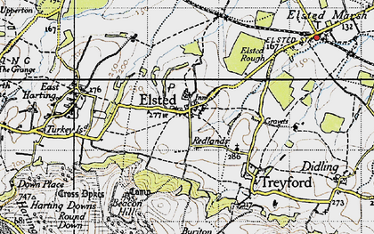 Old map of Elsted in 1945