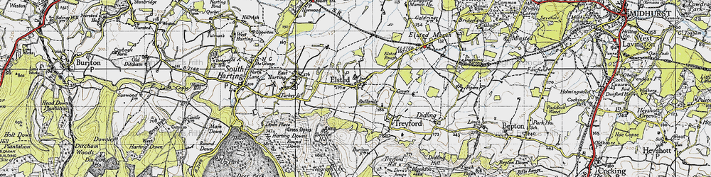 Old map of Elsted in 1945