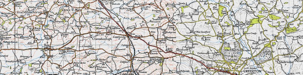Old map of Brandirons Corner in 1946