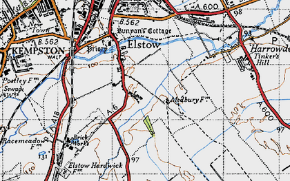 Old map of Elstow in 1946