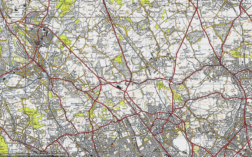 Old Map of Historic Map covering Aldenham Resr in 1946