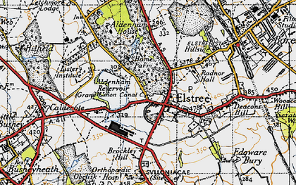 Old map of Aldenham Resr in 1946