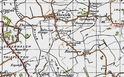 Old map of Elswick Leys in 1947