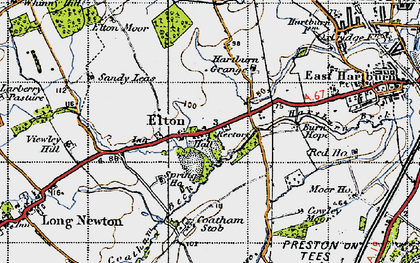 Old map of Elton in 1947