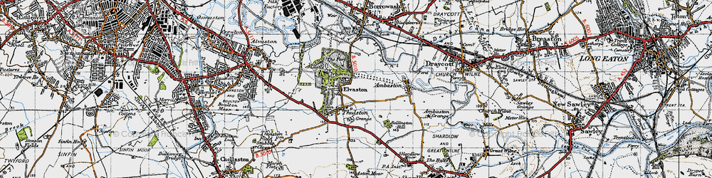 Old map of Elvaston in 1946