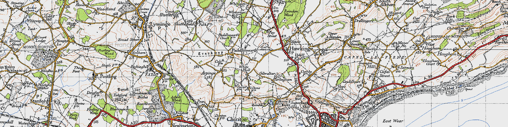 Old map of Elvington in 1947