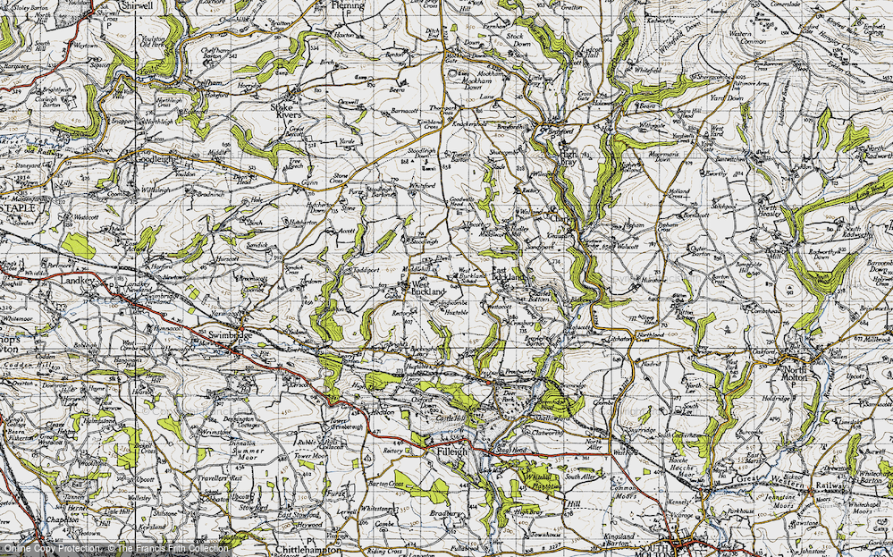 Old Map of Historic Map covering West Buckland School in 1946