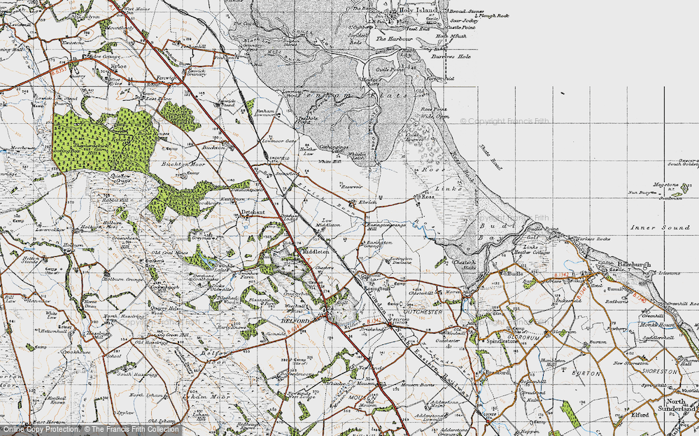 Old Map of Historic Map covering White Hill in 1947