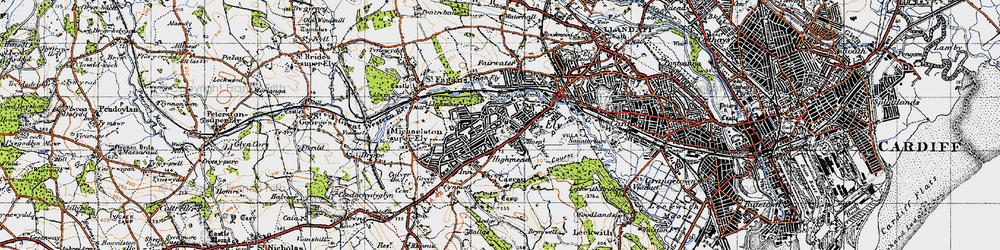Old map of Ely in 1947