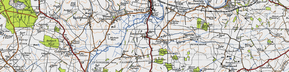 Old map of Emberton in 1946