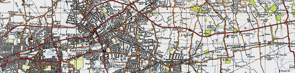 Old map of Emerson Park in 1946