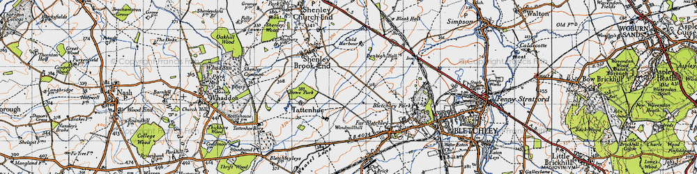 Old map of Emerson Valley in 1946