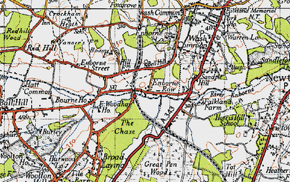 Old map of Enborne Row in 1945