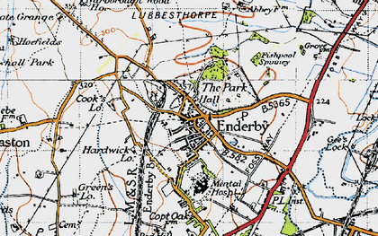 Old map of Enderby in 1946