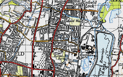 Old map of Enfield Highway in 1946