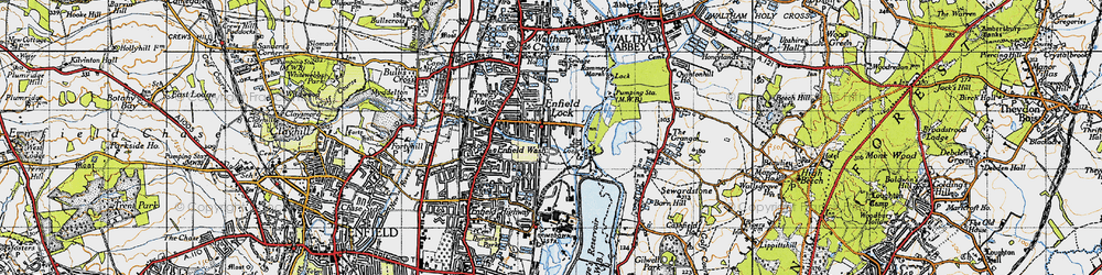 Old map of Enfield Lock in 1946