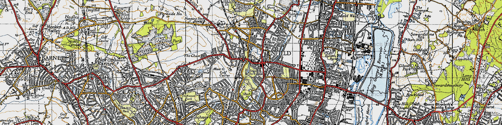 Old map of Enfield Town in 1946