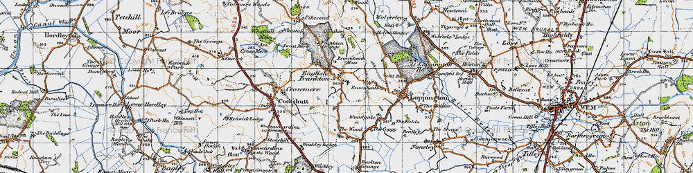 Old map of Brownheath Moss in 1947