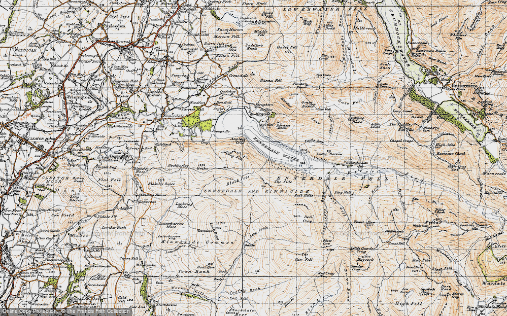 Old Map of Historic Map covering Angler's Crag in 1947