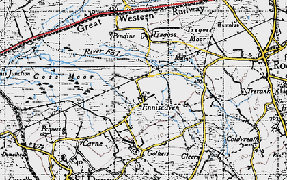 Old map of Enniscaven in 1946