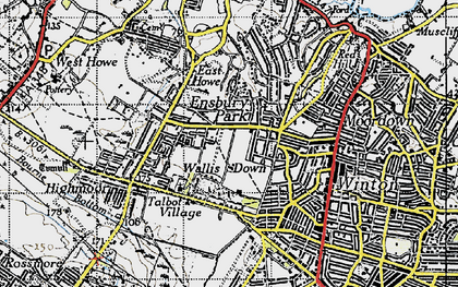 Old map of Ensbury Park in 1940