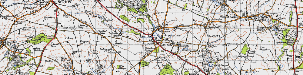 Old map of Enstone in 1946