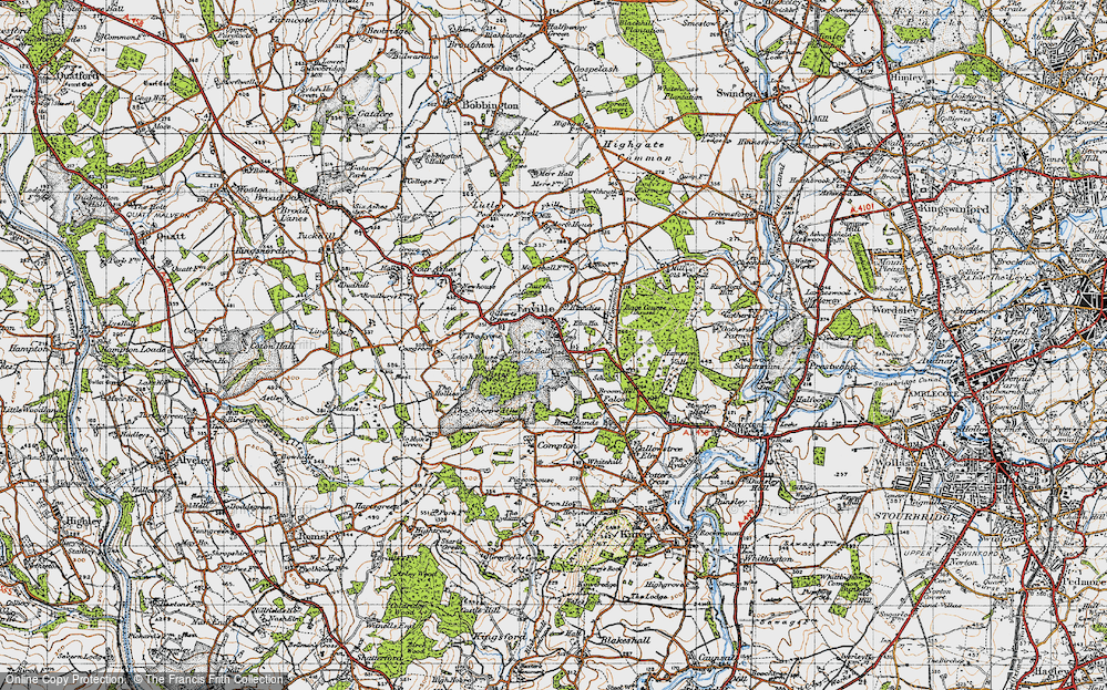 Old Map of Historic Map covering Broom Hill in 1946