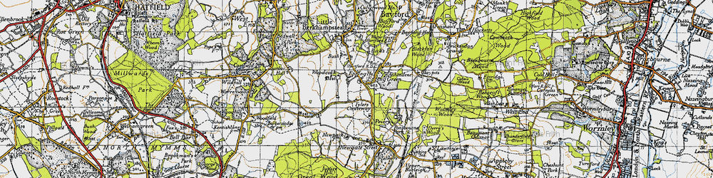 Old map of Woodcock Lodge in 1946