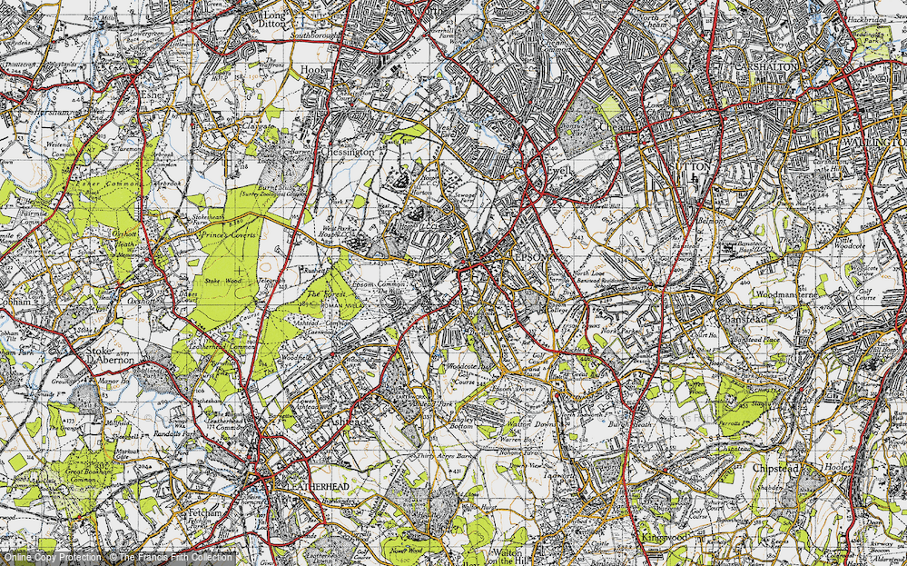 Old Map of Epsom, 1945 in 1945