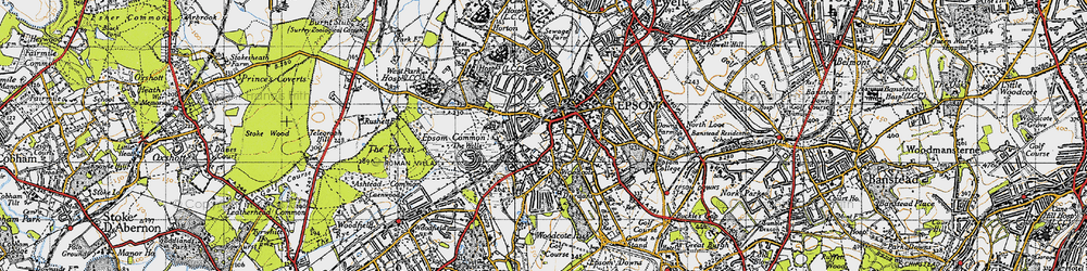 Old map of Epsom in 1945