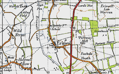 Old map of Eriswell in 1946