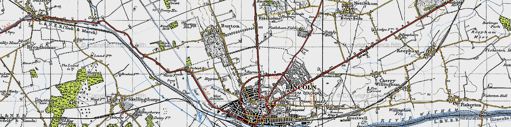 Old map of Ermine in 1947